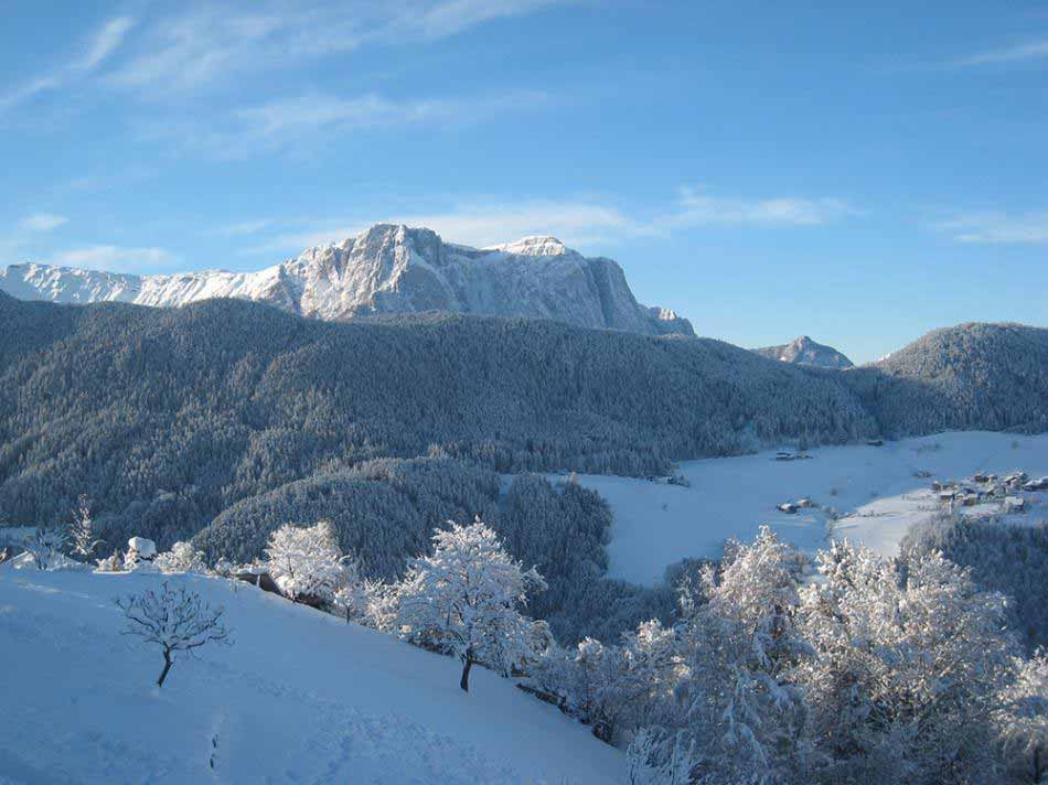 Winter landscape in Laion, Val Gardena